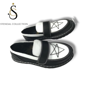 sepatu pria loafer pantople bintang starmoon kombinasi penny smile kulit pu