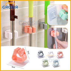 Penjepit sapu gantungan tempel dinding tembok broom clamp holder penyangga gagang pel pelan alat perlengkapan rumah lainnya