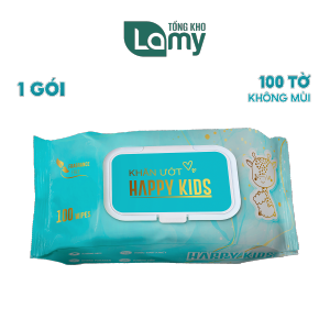 TỔNG KHO_Khăn ướt Happy Kids gói 100 tờ không mùi không parabens chuyên dùng cho em bé