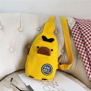 HOLLYII Shoulder Chest Pack Crossbody Canvas School Bags Phone Bag Yellow Duck Shoulder Bag Student
