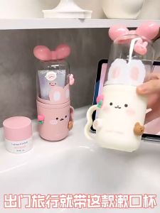 Cartoon Mouthwash Cup Toothbrush Holder 2-in-1 Portable Travel Storage Box Cute Organizer For Kids