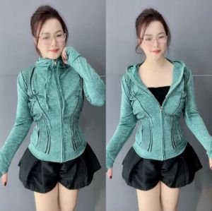 Áo Khoác Thể Thao Nữ Có Nón Co Giãn Thoải Mái Màu Sắc Đa Dạng Vải Thun Đốm - Xuất Xứ Việt Nam