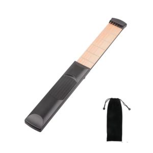 GOXBERK 4 phím đàn Đàn guitar bỏ túi 6 phím đàn Đen Dụng cụ hỗ trợ luyện tập chơi guitar. Điều chỉnh Gỗ phong Trình huấn luyện hợp âm guitar Dành cho người mới bắt đầu.