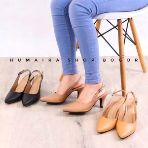 Alive Hells 06 Sepatu High Heels Wanita 5cm Model Mules Slingback By Humaira / Free Gift