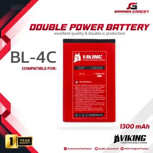 Baterai VIKING Double Power Nokia BL-4C BL4C 1202 1661 2650 3500 6100 6300 X2-00 X2 C5-03 Batre Batrai Battery Handphone Dual HP
