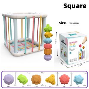 Toys For Baby Montessori Educational Early Learning Toy Rainbow Cecil Colorful Shape Blocks Sensory Training Cebu #ME-084