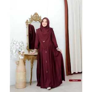 Baju Gamis Wanita Simple Elegan Set Hijab Crinkle M L XL XXL Lebaran Model Baru Viral