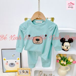 [GIẢM NGAY] Len Tăm Bộ Dài Tay Cho Bé Trai Bé Gái Minky Mom BX49 Bộ Cho Bé Gái Trai Quần Áo Bộ Ngủ Chất Thun Gân_Gấu Giữ Nhiệt - Bé Xinh Shop