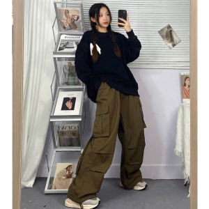 American large pocket work pants summer thin loose brand women casual pants