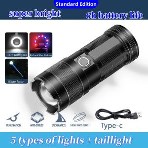 Mini Flash light flashlight rechargeable waterproof original japan super light super bright flashlight fladhlights military spotlight long range zoom 5 lighting modes outdoor Emergency Portable Flashlight