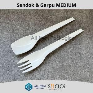 Sendok MEDIUM Suapi Putih / Garpu MEDIUM Suapi Putih isi 25 Pcs / Sendok Makan Dessert Plastik