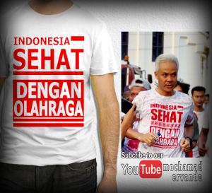 Baju Kaos INDONESIA SEHAT DENGAN OLAHRAGA Ala GANJAR PRANOWO - KAOS PRIA DISTRO SAHABAT GANJAR - BAJU PUTIH LENGAN PENDEK