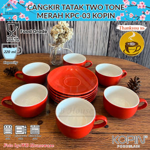 cangkir tatak warna biru 6 pasang / cangkir gelas kopi / tea set / coffee set / TWO TONE KOPIN