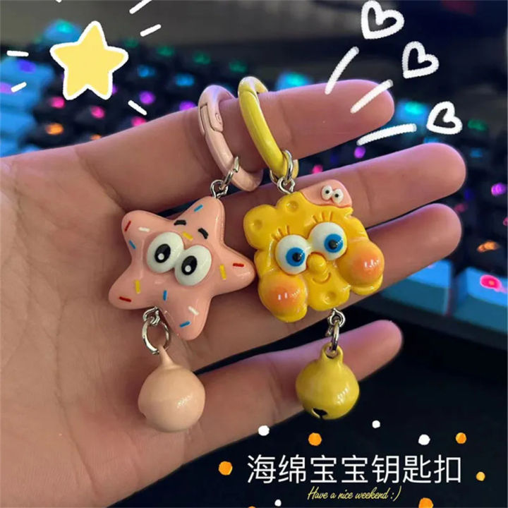 SpongeBob SquarePants Keychain Patrick Star Keyring Cute Cartoon Bell ...