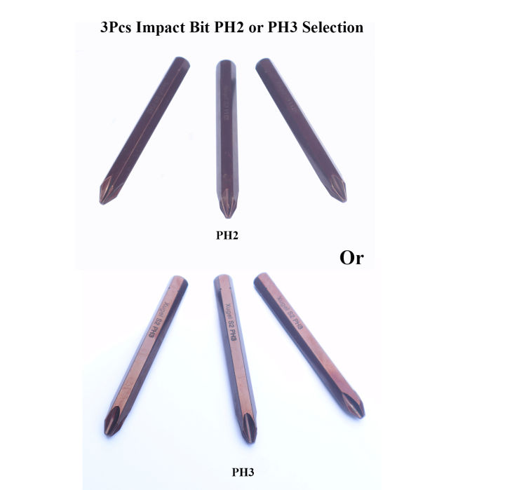 3pcs Impact Driver Bit S2 Hardest Steel Material for Screw Driver PH2