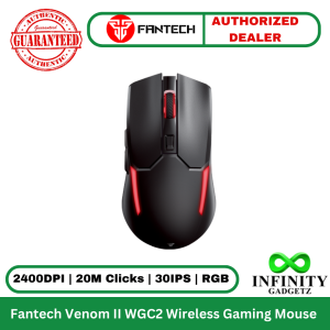 Fantech Venom II WGC2 Wireless 2.4GHz Gaming Mouse 800-2400DPI 20M Clicks 30IPS RGB Lighting Black
