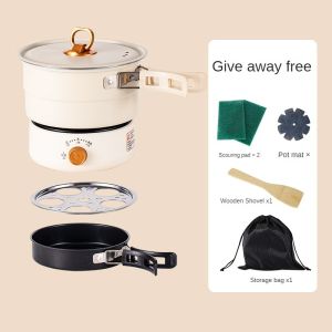 1.6L Camping Cookware Kit Fold Camping Cooking Set Tableware Picnic Set Pot Frying Pan Periuk Masak
