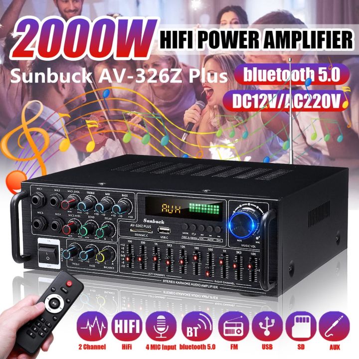 2000W Power Amplifier Home Theater Karaoke Amplifiers Bluetooth 2