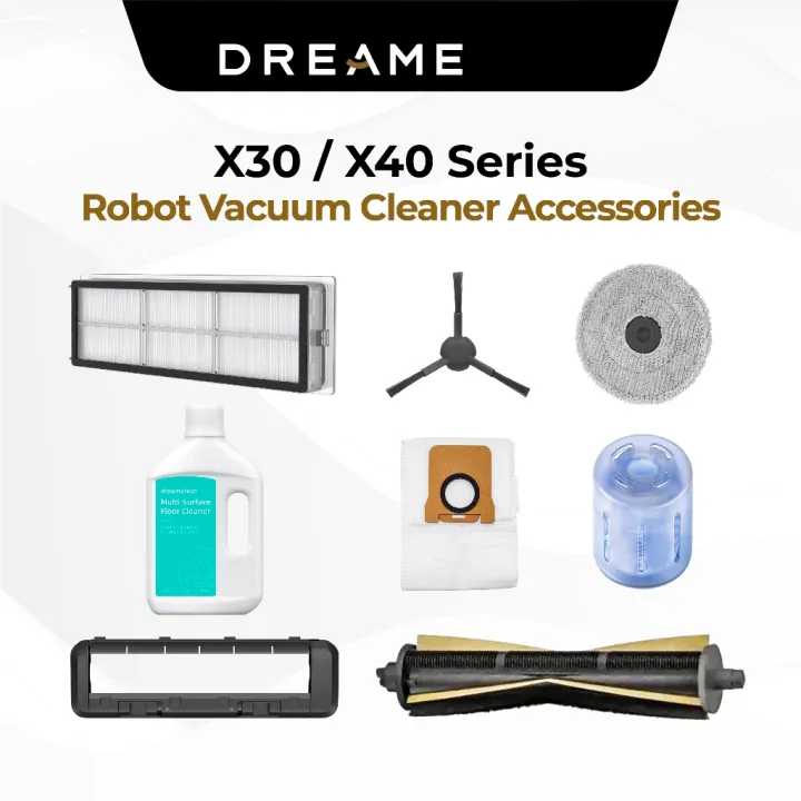 Kit Accessoires Compatible Robot Aspirateur DREAME D20 Plus - 4 Brosses Latérales + 4 Filtres HEPA + 4 Chiffons + 4 Sacs