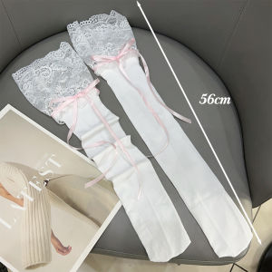 Lolita Long Tube White Knit Lace Bowknot Over-knee High-tube Thigh Middle-tube Calf Socks Leg Warmers Student Jk Thigh High Sock