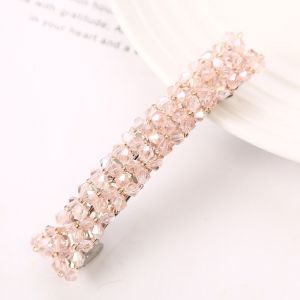 2Psc Women Clip Hair Accessories Korea Hairpin Crystal Female Crystal Braided Edge Clip Exquisite One-word Clip Hair Spring