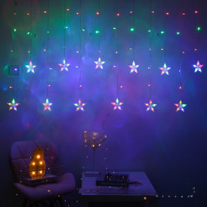 Star Moon Curtain Lights 8 Modes Remote Control Fairy String Lights for Ramadan Home Garden Outdoor Decor