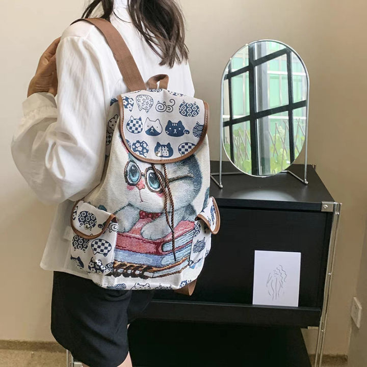 Thailand Style Canvas Backpack for Women Large Capacity Multifunction  Lightweight School Travel Bag Lazada PH