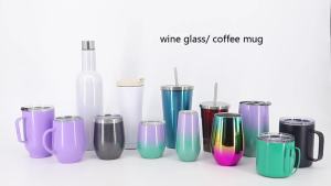 LZD  Egg Shell Cup  304 Stainless Steel Double Layer 12oz Spray Egg Cup Thermal Insulation Coffee Wine Glass