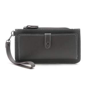CATHERINE BAGS#8012 Korean womens multi-functional long wallet w/ wrist strap features multiple card slots zip-closure