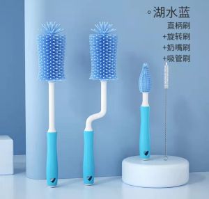 4in1 Multifunctional Baby Silicone Feeding Bottle Brush 360 Degree Rotating Cleaning Set