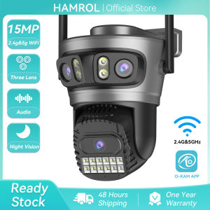 Hamrol Three Lens 15MP PTZ WiFi Camera 5G&2.4HZ AI Auto tracking monitoring Alarm Wireless Network CCTV O-KAM App