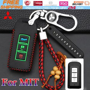 【Local Warehouse】For Mitsubishi Luminous Leather Key Bag Key Cover Case Key Protection Car Accessories Key-Bag-2204-MIT-Luminous
