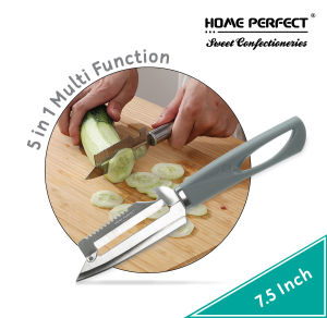 HOME PERFECT 7.5 Inch 5 In 1Multi Function Peeler & Knife With Handle Stainless Steel Blade Pisau S/S 304 P-602