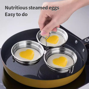 【Free Anti Scald  】 3 In 1 Egg Poacher Stainless Steel Poaching Pan Mould Non-stick Egg Steamer Steamed Egges Mold Kitchen Cooking Tool Gadget