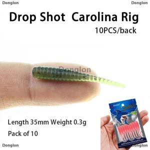 [COD] Donglon 10pcs 35mm 0.3g Lua Root Fishing Soft Bait Threaded Soft Bait Mini Soft Worm Straight Tail Lua Bait