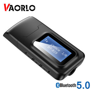 VAORLO USB Bluetooth Transmitter Receiver With LCD Display 2 IN 1 Wireless 5.0 Adapter Bluetooth Dongle 3.5MM AUX Stereo For PC T V Car Headphones