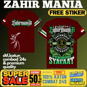 (ZMA01)KAOS MAJELIS ZAHIRMANIA LENGAN PENDEK UKURAN ANAK DAN DEWASA"FREE STIKER"