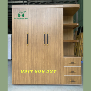 TỦ QUẦN ÁO NHỰA ECO PLAST VÂN GỖ NÂU 3 CÁNH CÓ KỆ DÀNH CHO GIA ĐÌNH