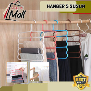 HANGER PAKAIAN 5 SUSUN GANTUNGAN BAJU JILBAB KERUDUNG MULTIFUNGSI