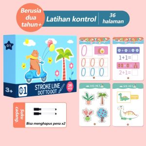 DREAMToy MAGIC WORKBOOK 64 Pages activity book / dot reusable pen / buku aktivitas anak belajar / pen training book wipe and clean / mainan edukasi anak