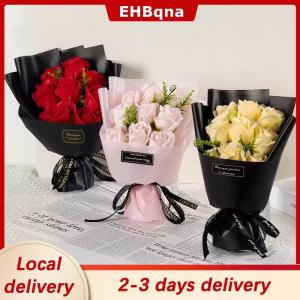 [COD]  HOT SALE Ship within 24 hours 9 Heads Soap Flower Rose Bouquet Artificial Flower For Christmas Wedding Birthday Party Valentines Day DIY Gift Home Decoration