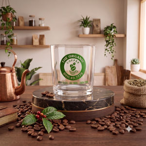 Ly Thủy Tinh THE ORGANIC COFFEE bầu lùn góc uống cà phê và trà đá 220ml ( Siêu đẹp)