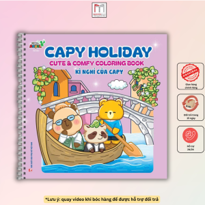 Sách Tô Màu - Capy Holiday - Cute & Comfy Coloring Book (gáy lò xo bìa có nhũ)