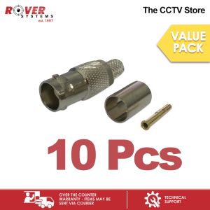 Rover Systems BNC Jack RG59 Crimp Type 1 Endura CCTV Connector for RG59 Coaxial Cable 10pcs /Pack