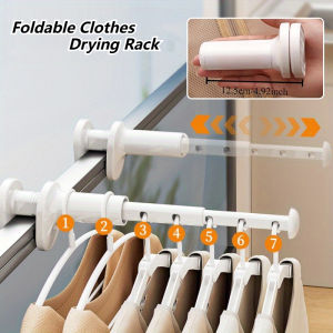 Foldable Clothes Drying Rack Heavy Duty Retractable Clothes Hanging Rod Space-Saving for Home & Travel