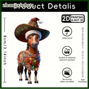 zhangxiuhua Cartoon Cute 2D Acrylic Horse Pendant Car Rearview Mirror Hanging Christmas Tree Ornament New Year Party Home Decoration