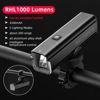 🌟SG WARRANTY🌟 Rockbros RHL1000 RHL1500 Remote Bicycle Light Dual-use Front/hoisting Headlights 1000 1500 lumens Rechargeable IPX6 Front Flash Light Mountain Road Bike suitable for Brompton Type-C
