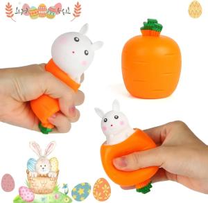ZEEMIN Squishy Carrot Rabbit Squeeze Telescopic Toys Kids Childrens Radish Rabbit Cup Pinch Music Toy Creative Stress Relief Gift