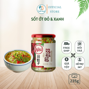 Sốt ớt đỏ và ớt xanh Wa 235g vị cay thơm chuẩn Tứ Xuyên sốt hai loại ớt