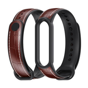 VUAERANG Strap for Xiaomi Mi band 5 6 7 Strap Compatible for Mi Band 5 MiBand 6 MiBand 7 Strap New Style Leather Mi Smart Band 5 6 7 Bracelet Strap Replacement Wristband Fashion Watch band for Women Men